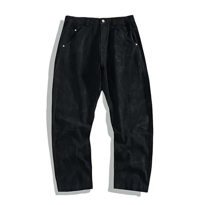 American Fashion Brand Vintage Tie-dyed Cotton Casual Pants Men's Loose Straight Mop Wide-leg Pants