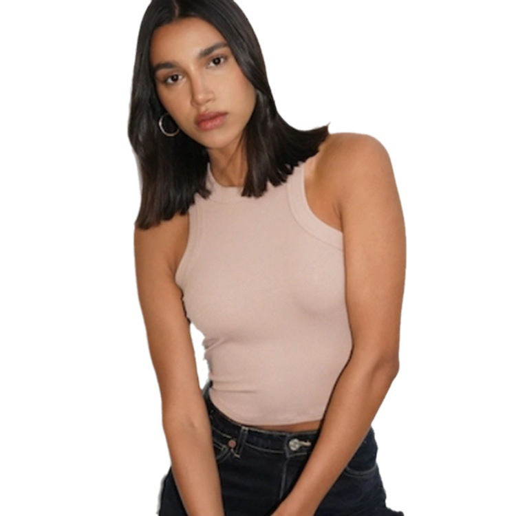 High Round Neck Short Wide-brimmed Yoga Vest Transport Top