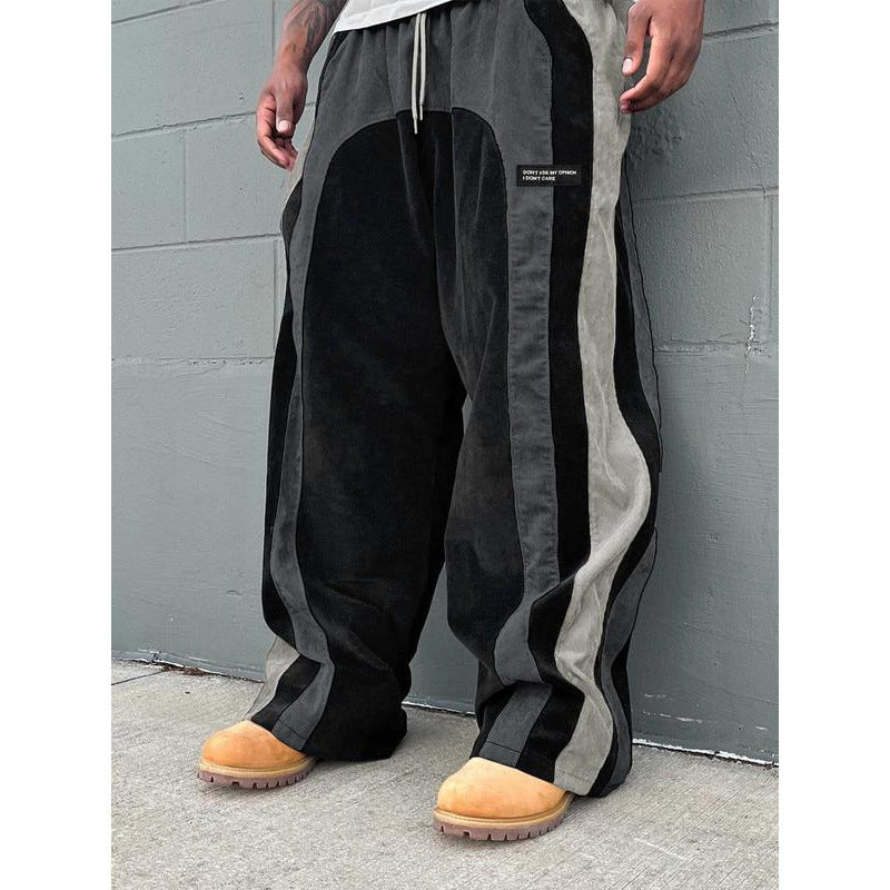 Men's Contrast Color Letter Patch Smart Trousers