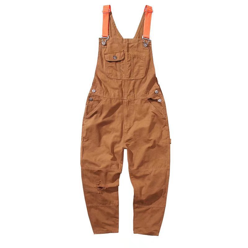 Fashion Men's Straight Cargo Suspender Jumpsuit