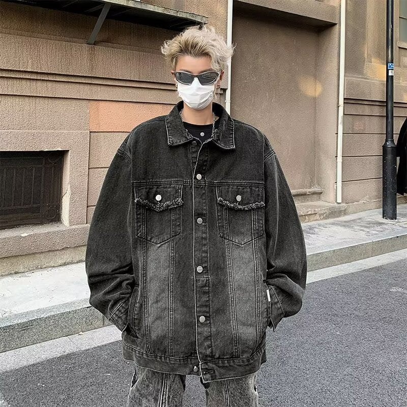 Tie-dyed Workwear Denim Washed Old Ruan Handsome Pilot Jacket