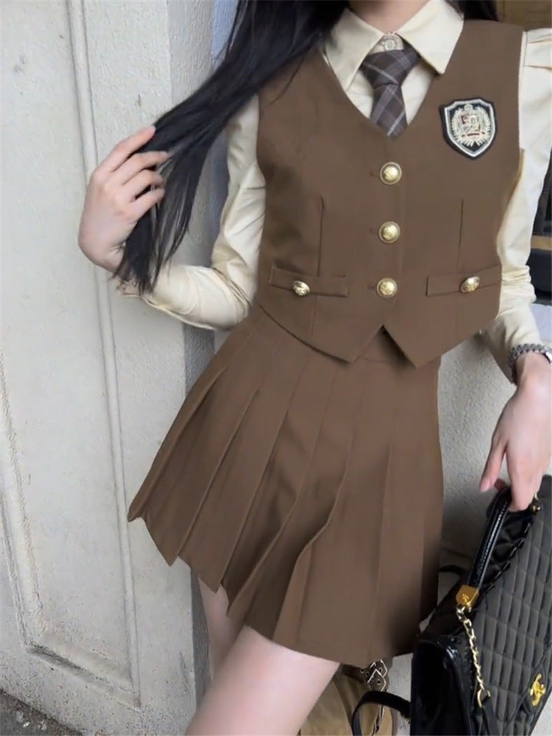 College Style Small Korean Drama Wear Three-piece Suit