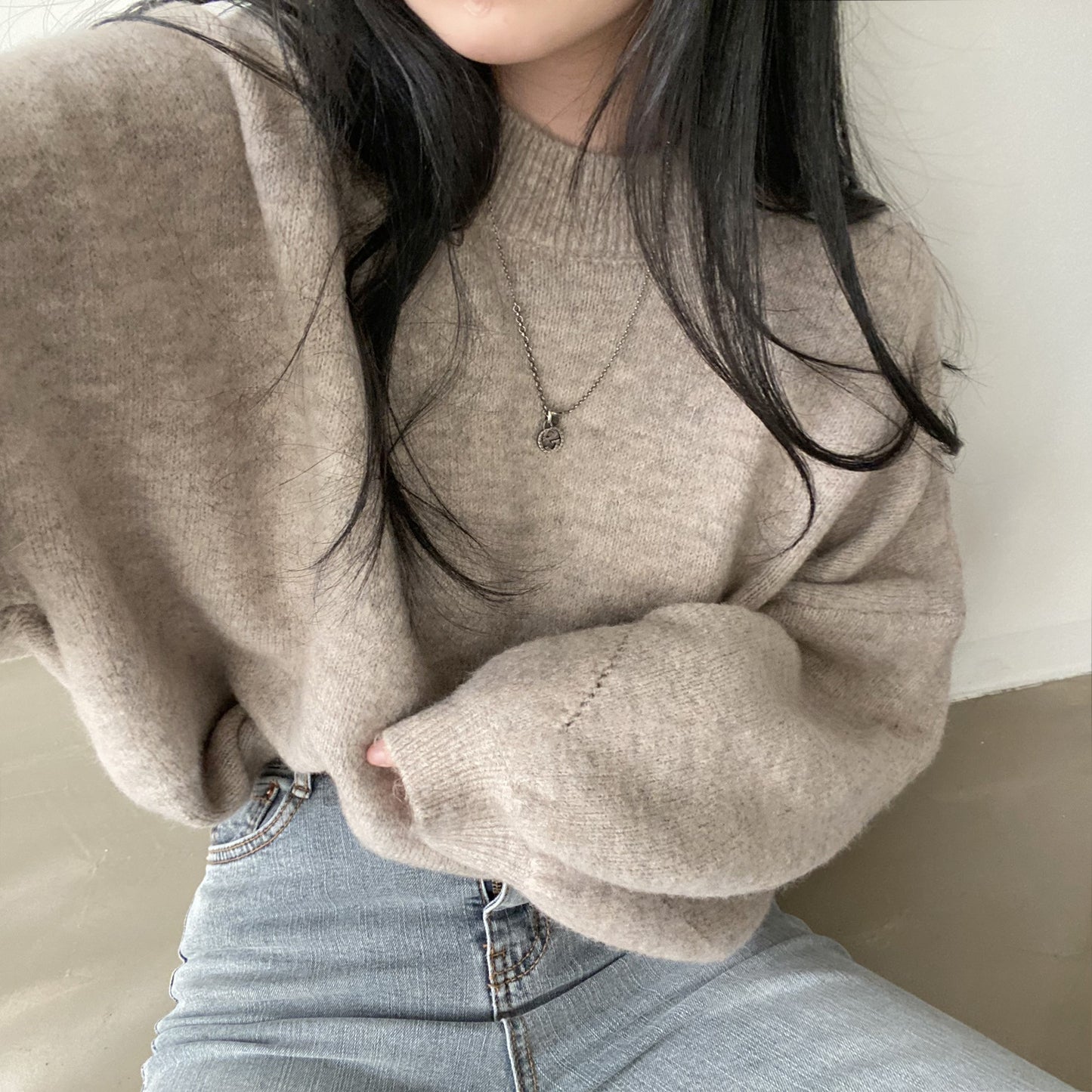 Idle Style Korean Style Mid-length Super Soft Slit Hemline At Hem Knitwear Women's Sweater