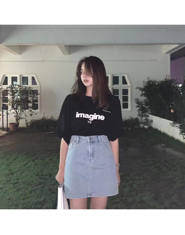 Loose Korean Letter T-shirt Top