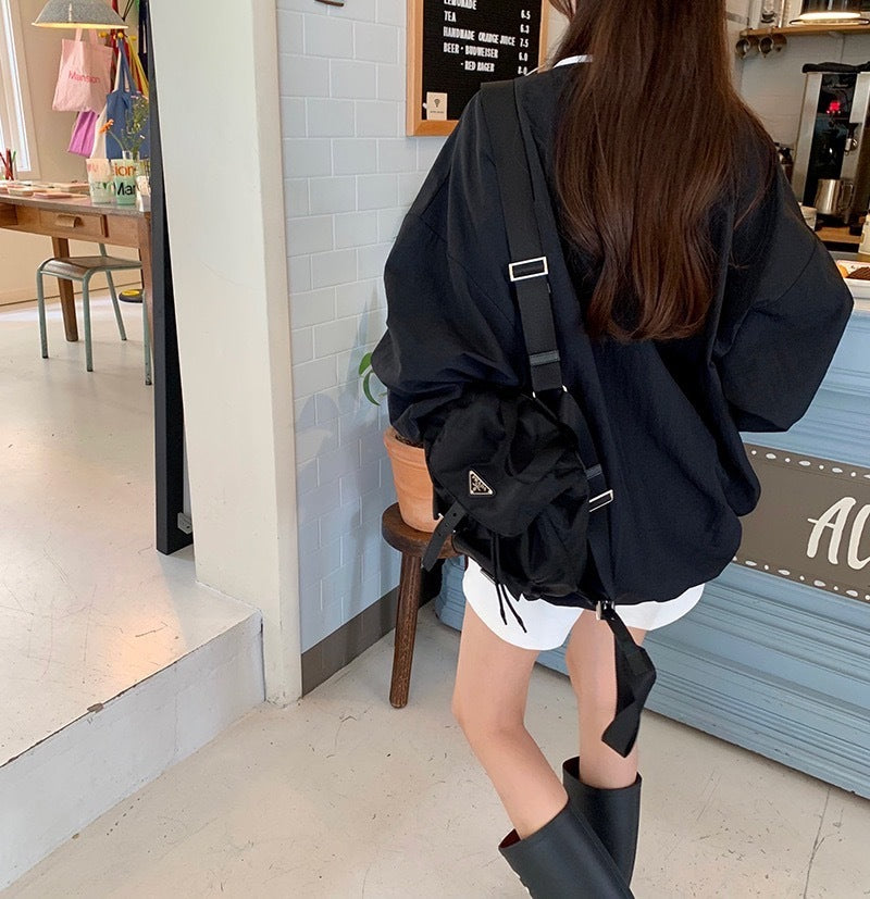 Women's Long Sleeve V-neck Printed Loose Sweatshirt Korean Style