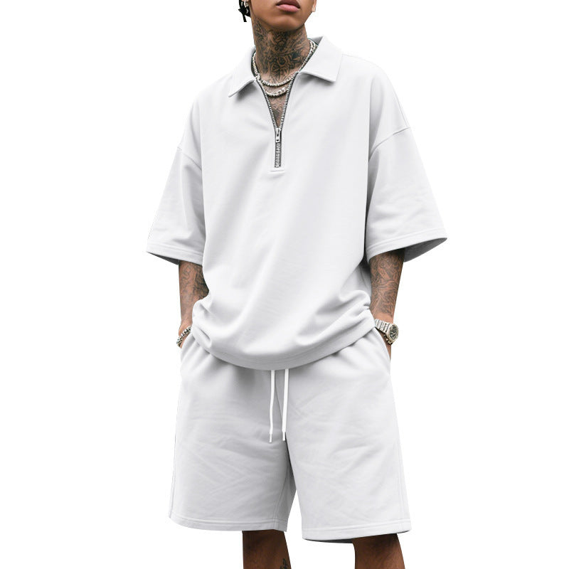 Lapel Suit Men's Summer Two-piece Set Loose