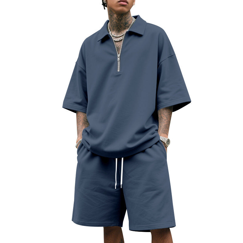 Lapel Suit Men's Summer Two-piece Set Loose