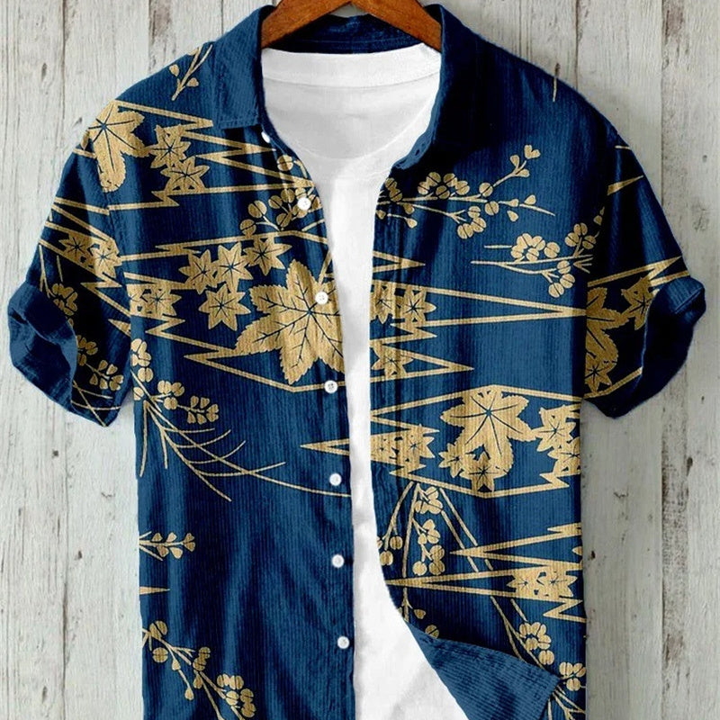 Men's Versatile Casual Loose Button Printed Shirt