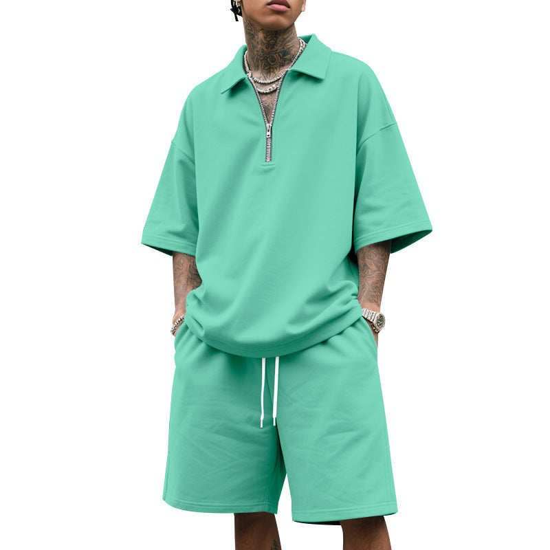 Lapel Suit Men's Summer Two-piece Set Loose