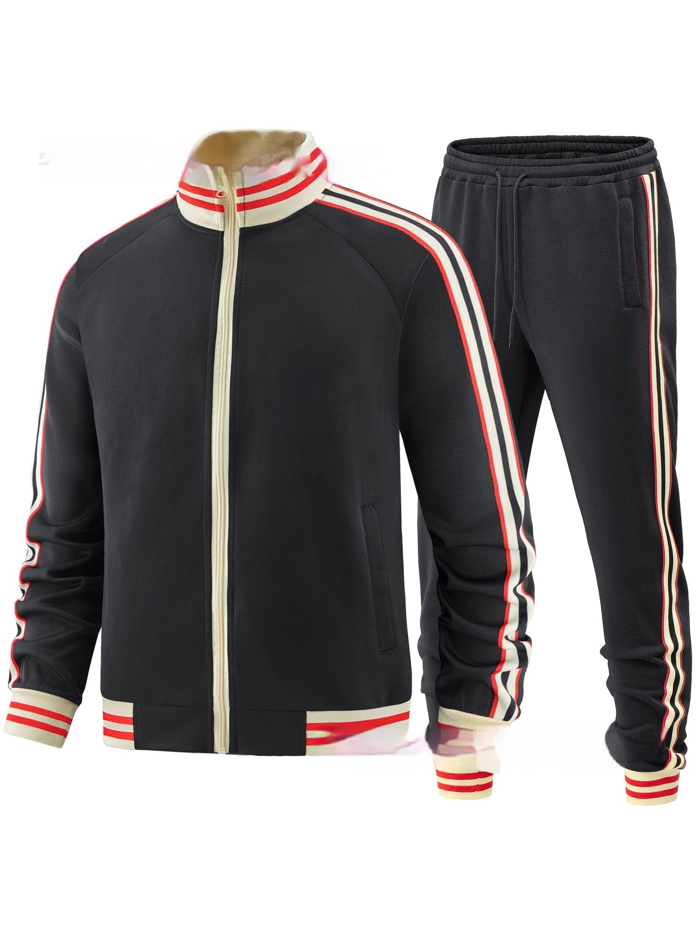 Men's Casual Sports Suit Color Matching Two-piece Set