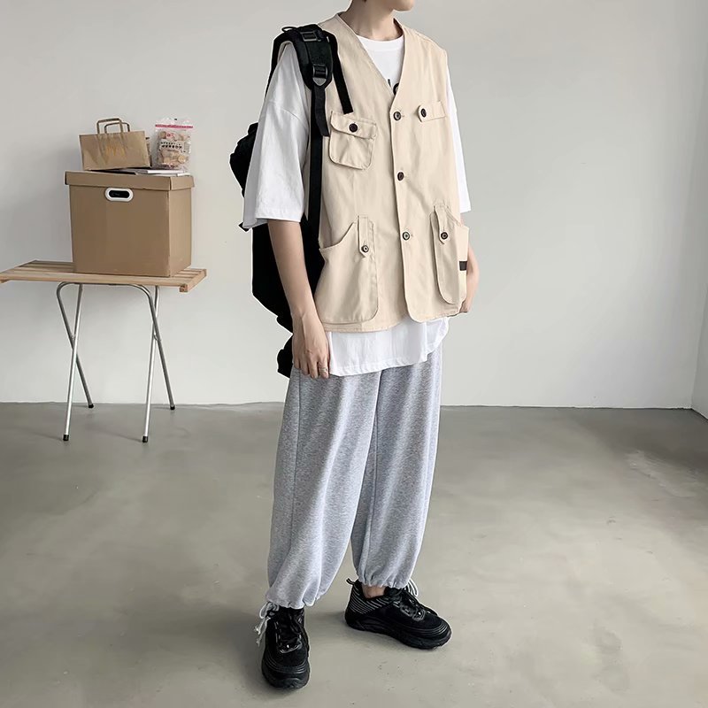 Japanese Harajuku Functional Loose Sleeveless Vest Jacket