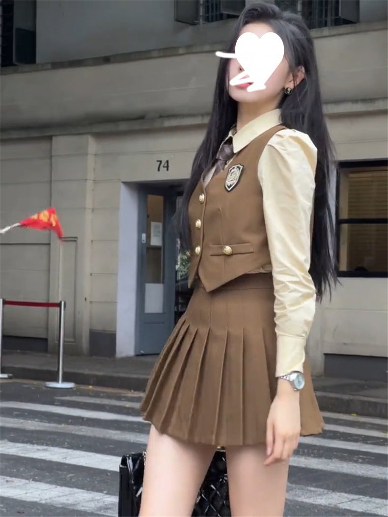 College Style Small Korean Drama Wear Three-piece Suit