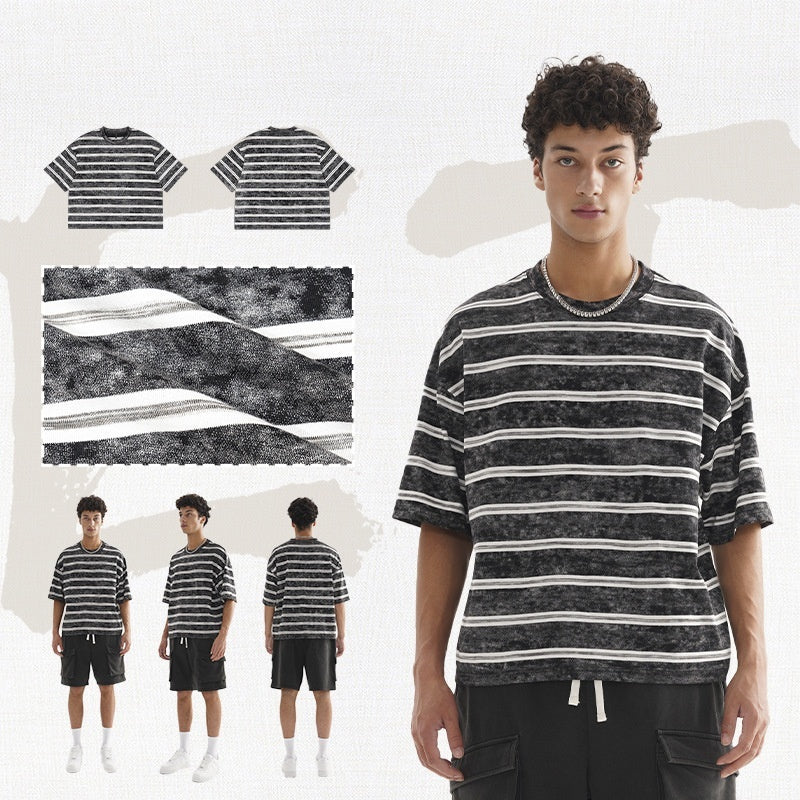 New Retro Style Striped T-shirt Loose