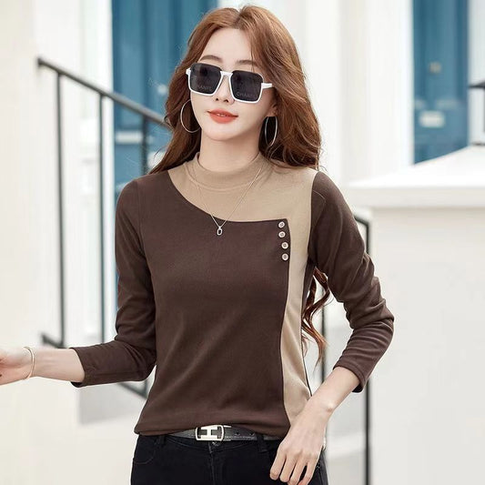 Fleece-lined Korean Style Slimming Bottoming Shirt Autumn And Winter