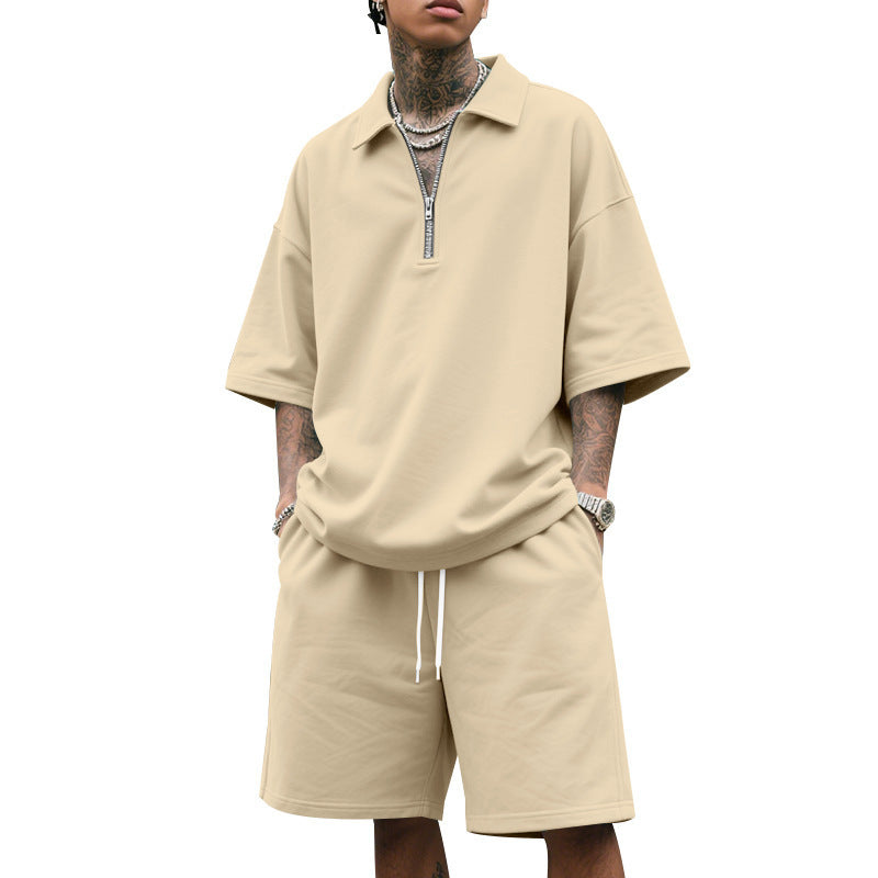 Lapel Suit Men's Summer Two-piece Set Loose